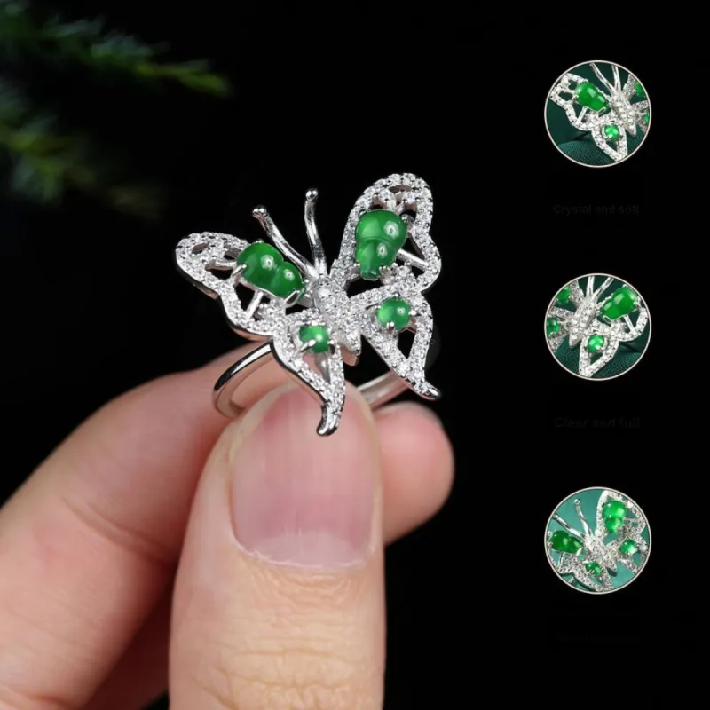Oriental Jade Ice Glutinous Jadeite Rings Women's-3