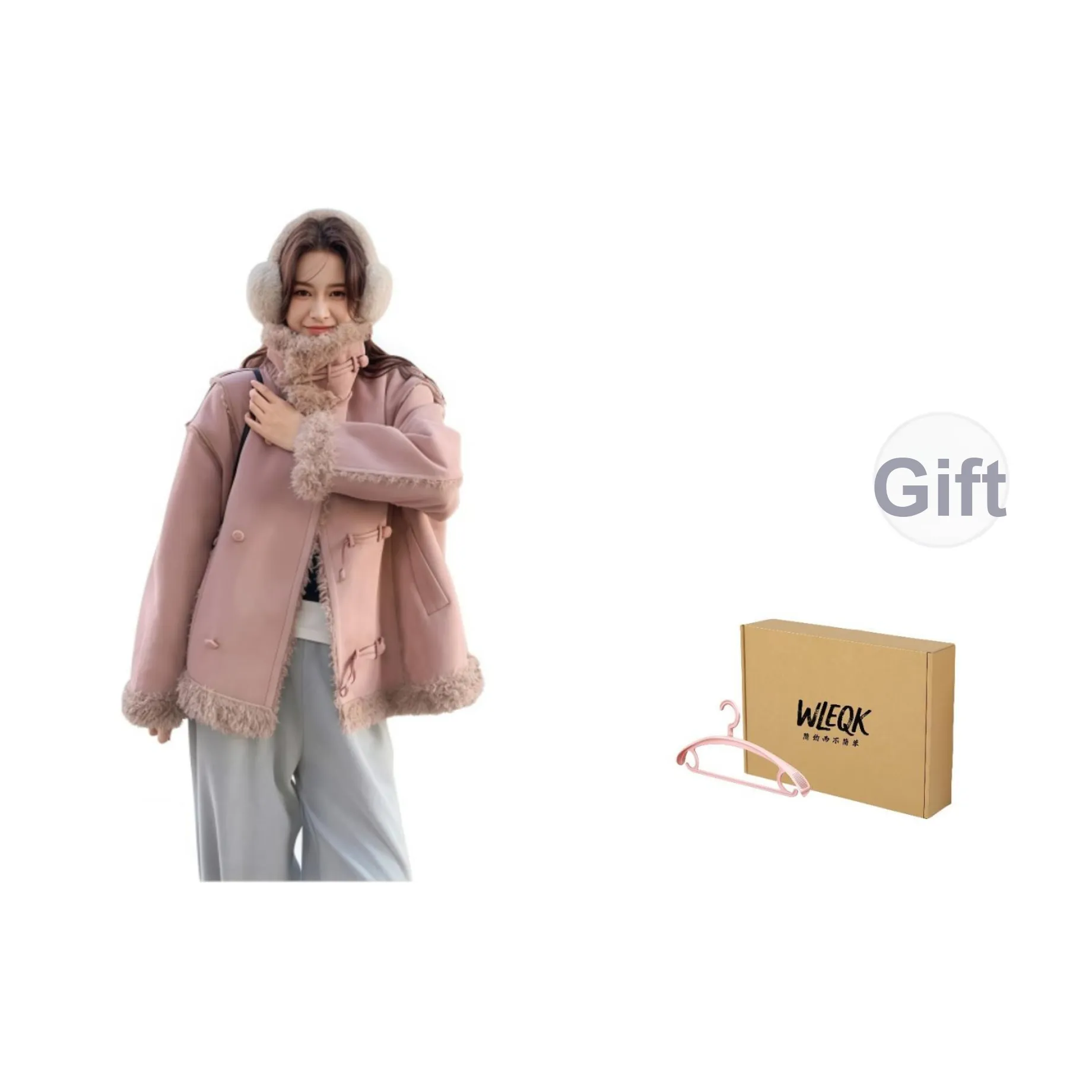 WLEQK Розовый Утолщенный Женский Бархатный Куртка