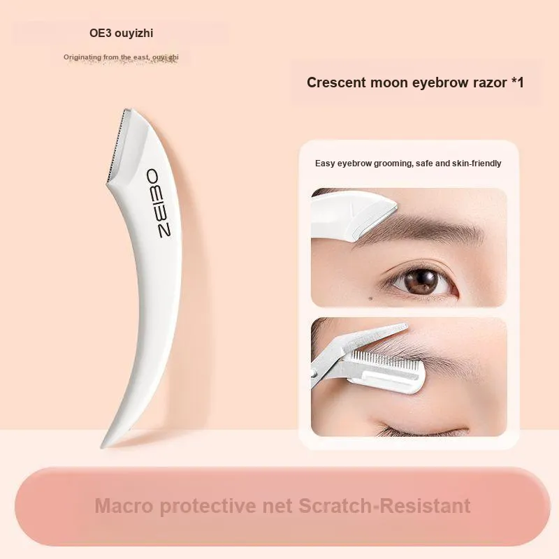 Oeiez Crescent Eyebrow Razor Blade Beginner Magnifying Anti Gouging Eyebrow Trimming Set Make up Tools-1