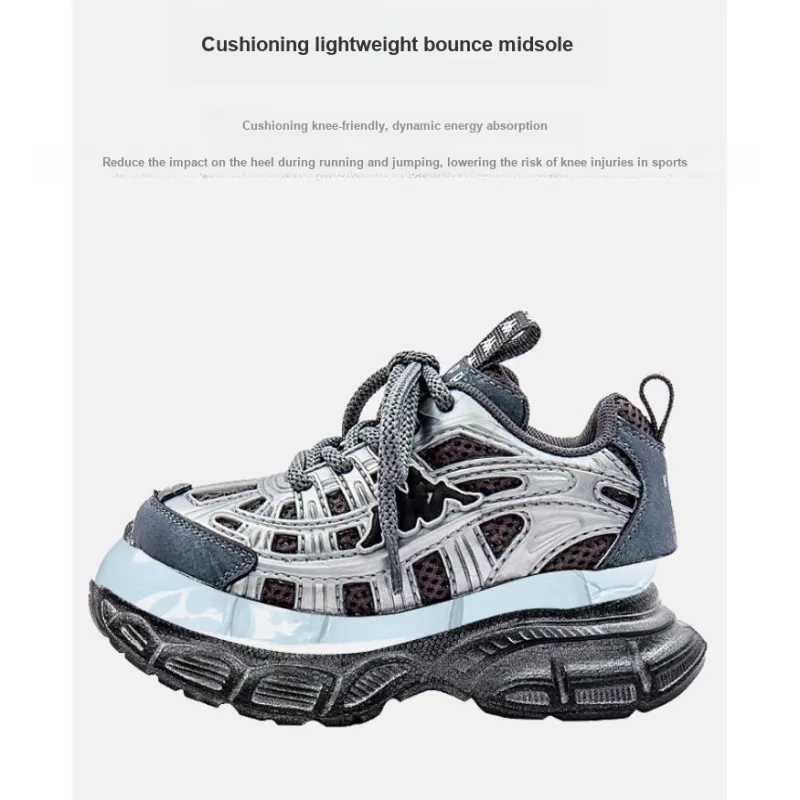 KAPPA KIDS Breathable Low Top Casual Shoes Black Silver Kids'-4