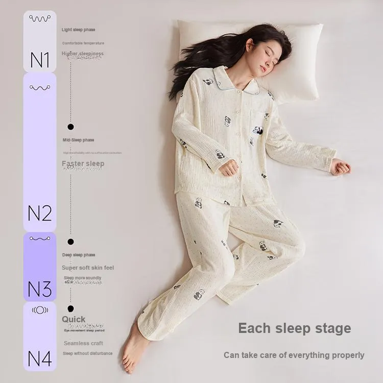 JINGYUN Deep Pajama 70 Pajama Set Fall Women's White-1