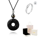 Obsidian Black-Chinese Auspicious Animal Peaceful Buckle Necklace[Civokivo Brand Luxury]