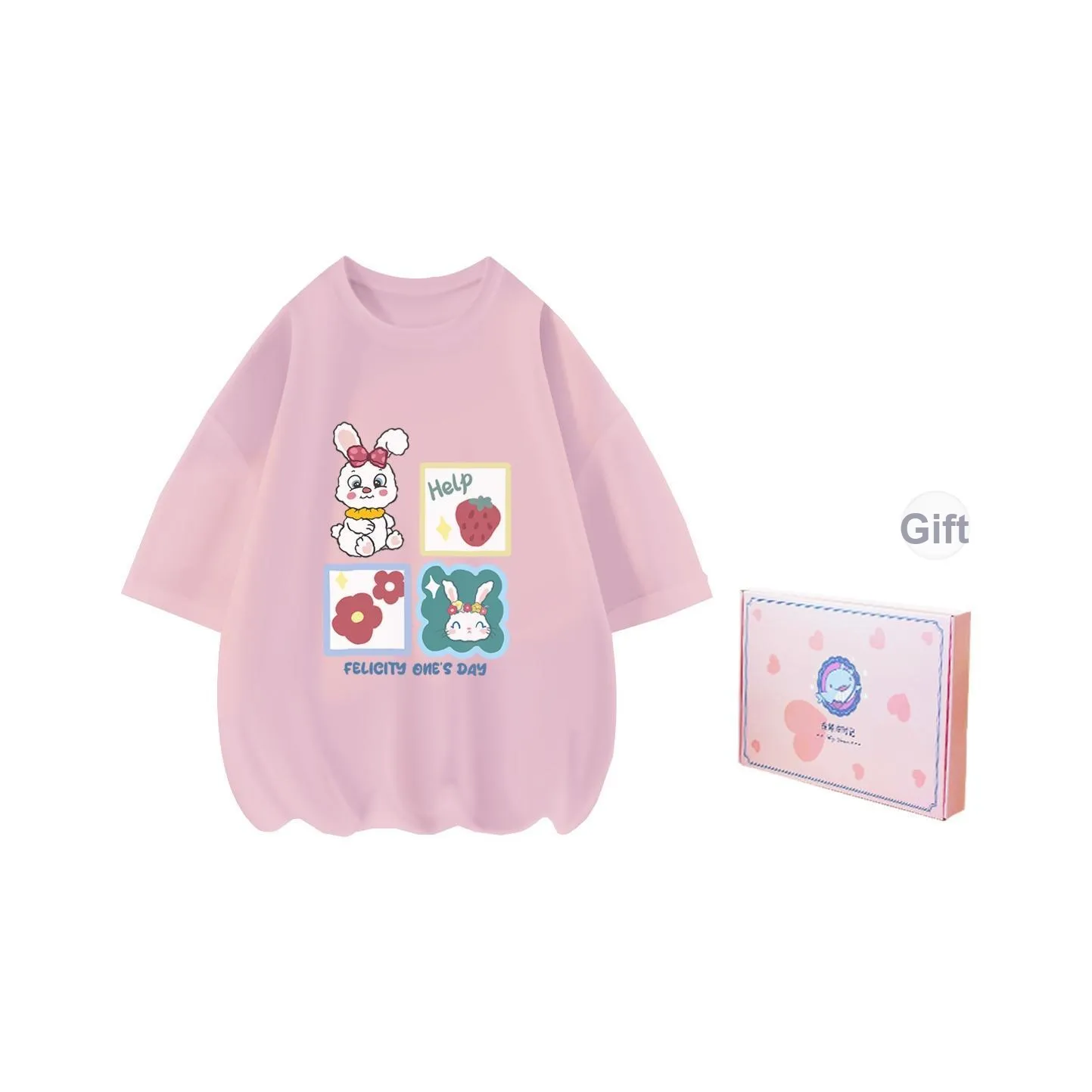 Tokyo Season T-Shirts Women's Pink Fruit Bunny