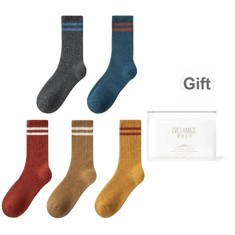 XIA.WA.ZHI.XIU Mid Calf Socks Women's Shopping Bag 5 Pack-4