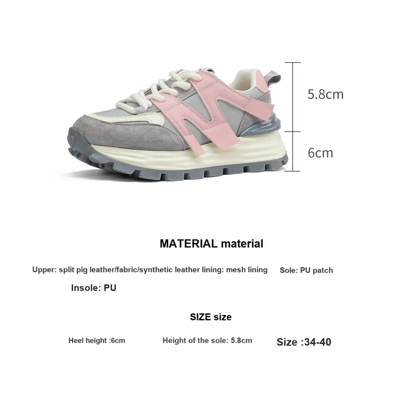 D FUSE SCANDINAVIA Chunky Sneakers Women's Low Top Gray/Pink-5