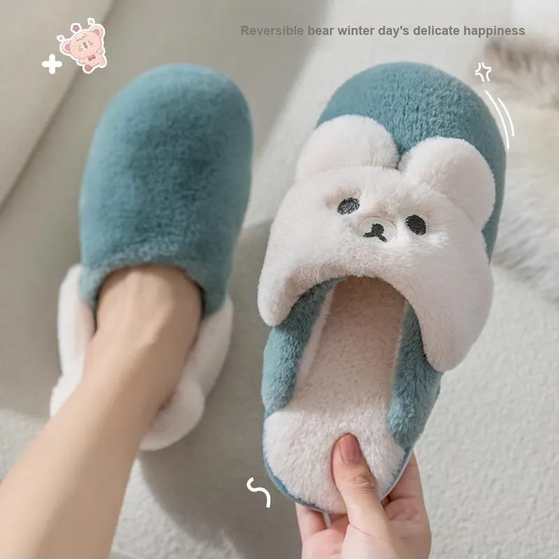Ming Sheng Plush Home Korean Style Closed Toe Postpartum Indoor Slippers-4