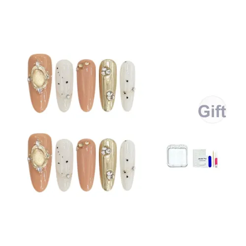 JINGCHANXUE [BOCHERATTI] Минималистский стиль Яичная скорлупа Узор False Nail Овал Роскошь Однотонный Мелкие блестки 16mm