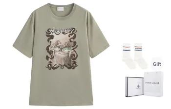 Charlie Luciano T Shirts Unisex Gray Green Box+Socks
