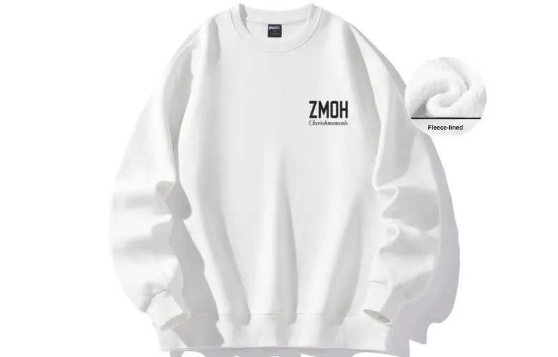ZMOH Fleece Lined Crew Neck Sweatshirt Unisex Couple's-17