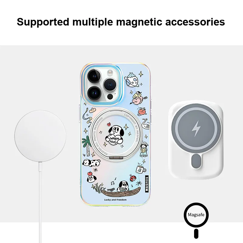 Marsfield Acrylic Material Rotating Magnetic Stand Case Phone Cases Compatibility Apple 16/15/14/13 Pro/Pro Max-3