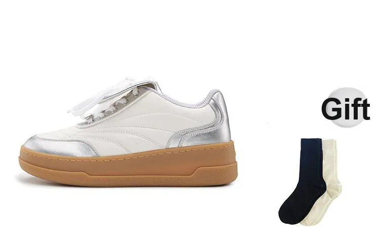 Lucia Tacci Original Designer Cow Leather Color Block Platform Height Increasing Casual German Army Trainers