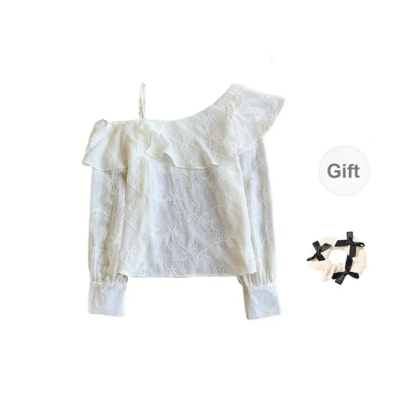 CPAURA Shirt Women's Cream Apricot+Bowknot Hair Tie Comes With-1
