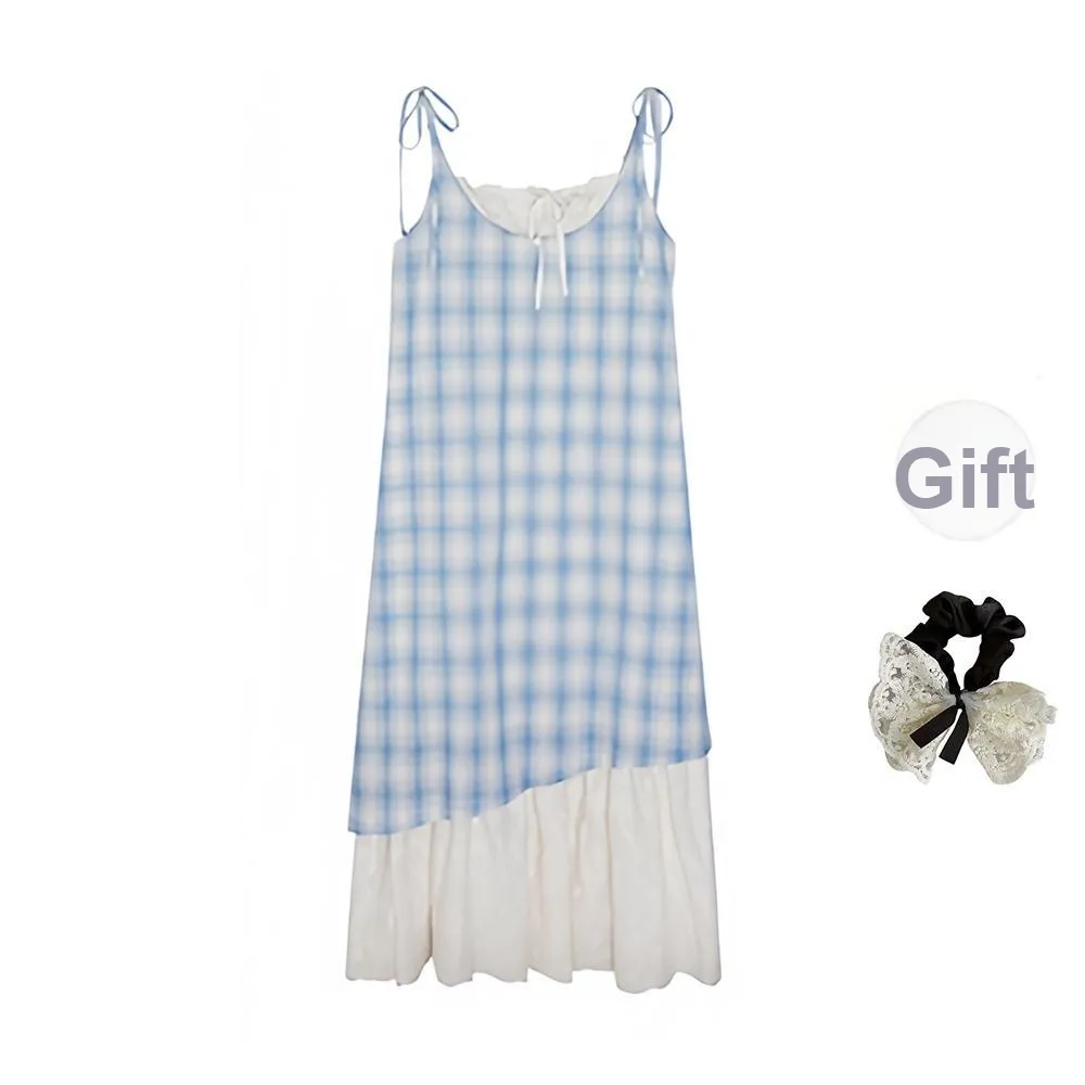 PAVEA Slip Dresses Women's Blue+Hair Tie Comes With