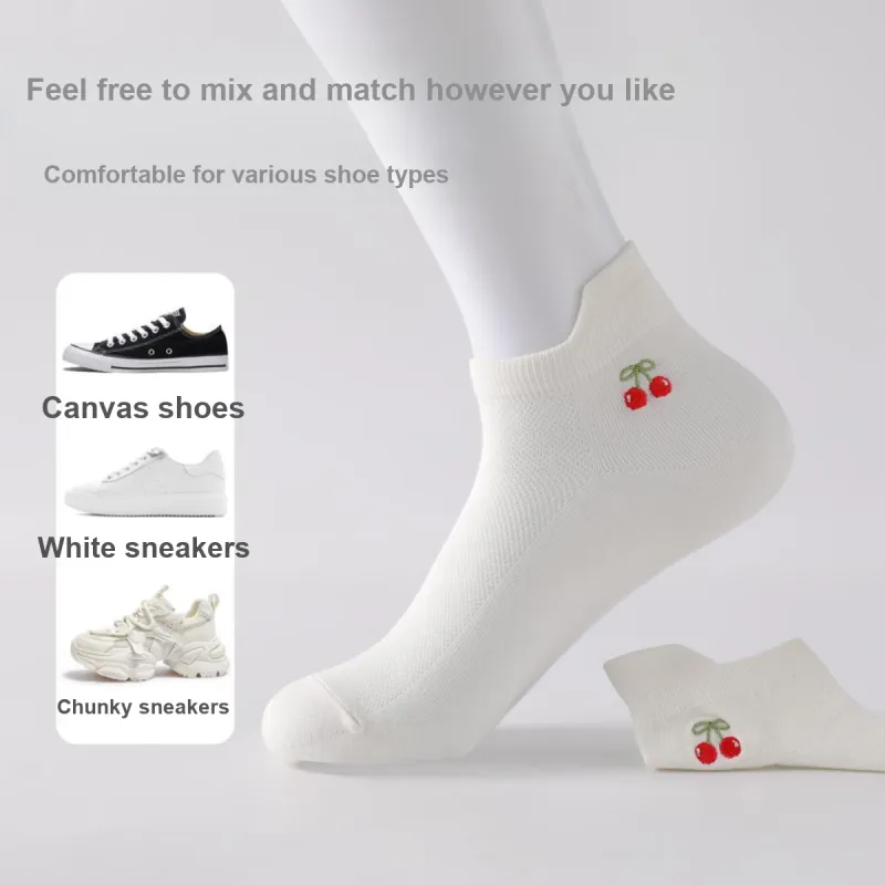 H YXIANG Ankle Socks Women's 5 Pack White-3