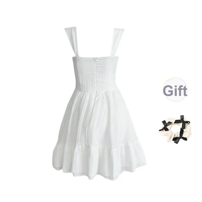 XUOIZA Slip Dresses Women's White+Bowknot Hair Tie Comes With-1