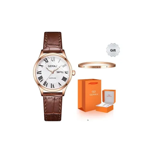 GEMAX Наручные часы Кварцевый механизм Натуральная кожа Ремешок Часы Женские Белый циферблат