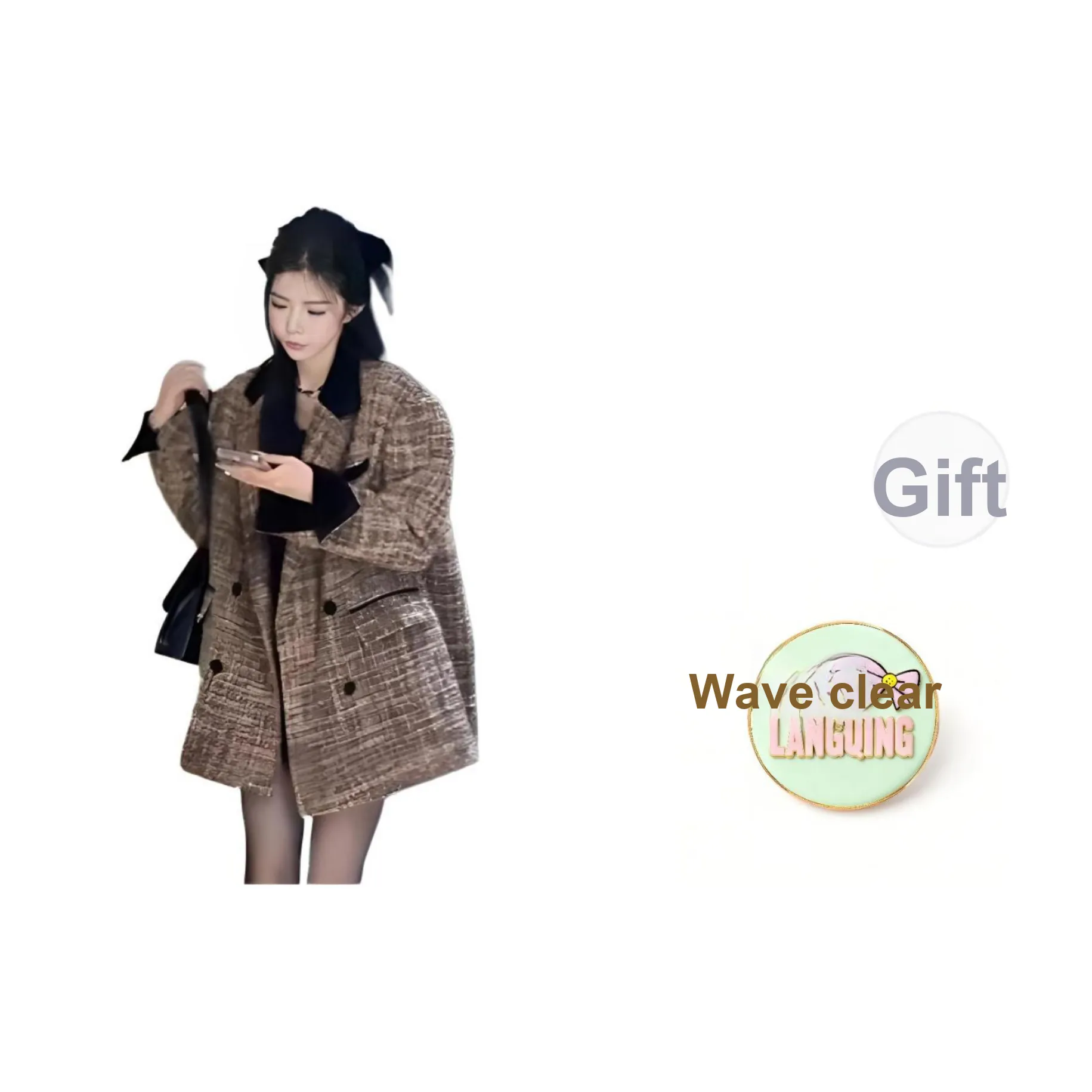 LANGQING Пальто Розыгрыш Бренд Наклеенный Женские Короткие пальто