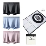 [9053 Cow Leather Belt]120S Lenzing Modal[Black+Light Blue+Leather Pink]3 Pack Gift Box Set