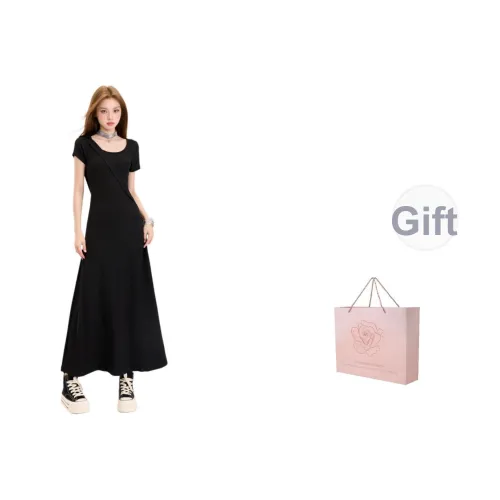 ZAZN Короткий рукав Платье Женское Черное