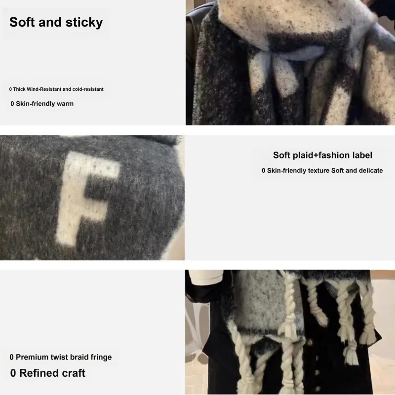 PLAN IN Polyester Knit Scarves Unisex-6