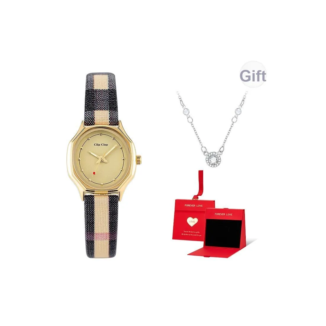 Clip Clop Кварцевый механизм Часы Женские Золотистый циферблат