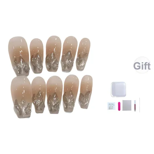 Несколько больше милашка Французский Градиентный Блестящий розовый Фальшивая ногтевая пластина Трапециоидальная Длинный Телесный Румяна Стойкий