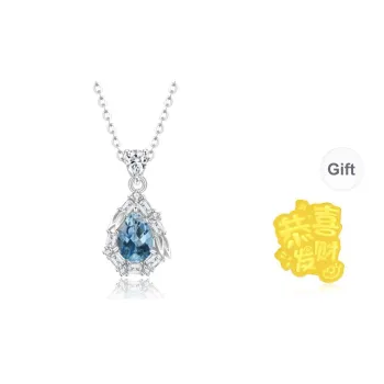 Lao Feng Xiang Natural Topaz S925 Silver Necklaces Women's