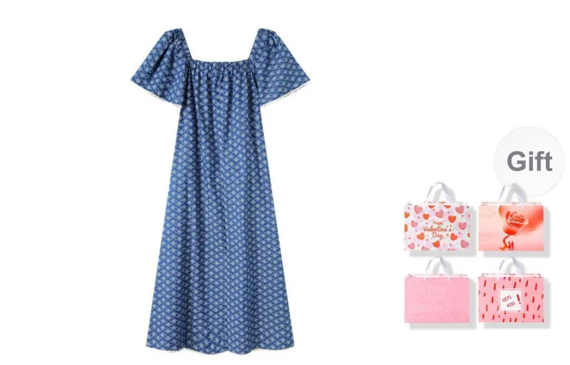 MRR&CO. Short Sleeved Dress Women's Blue-3