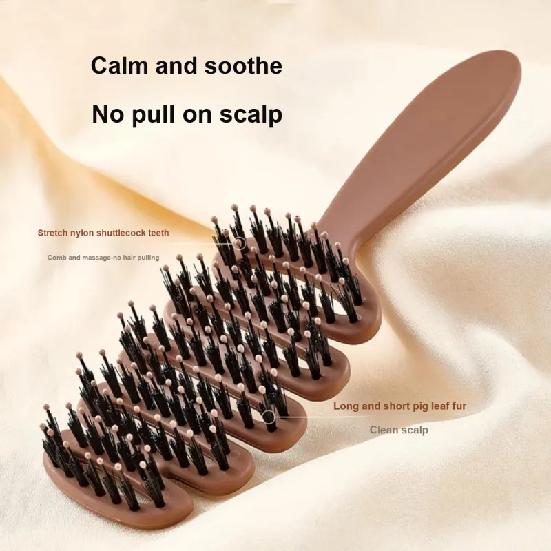 LMLTOP Pine Cone Pig Bristle Comb High Hairline Tool For Hair Massage And Smooth Hair Rib Comb 1 Second Fluffing Up-5