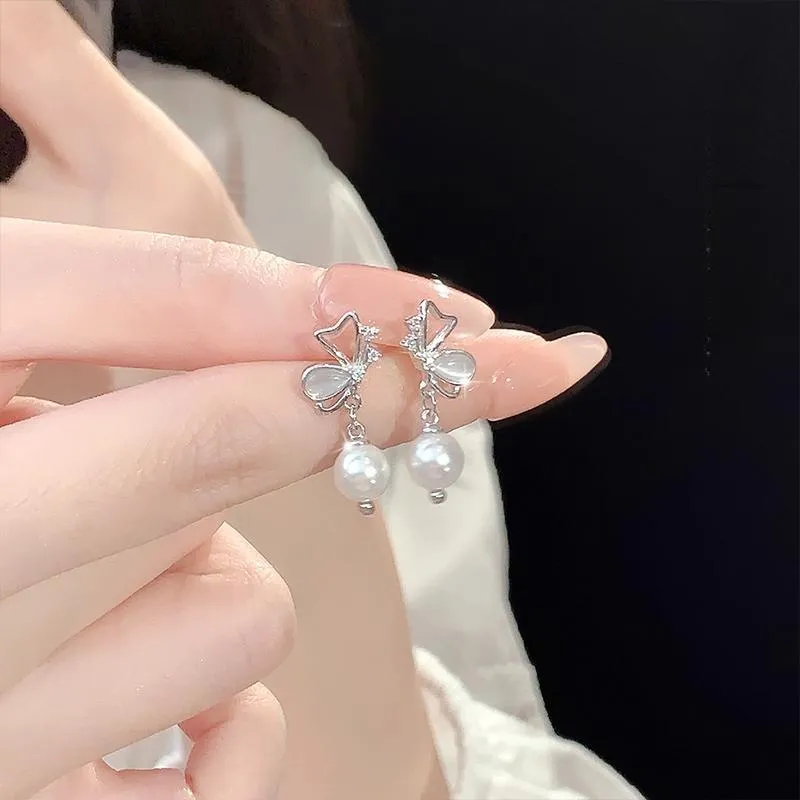 Lang Wind S925 Silver Stud Earrings Women's-1