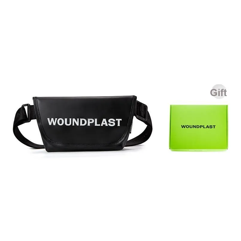 WPT PVC Leather Commute Crossbody Bag Small Size Unisex Black