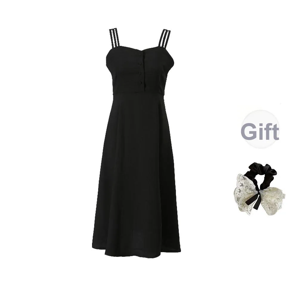 PAVEA Slip Dresses Women's Black+Hair Tie Comes With