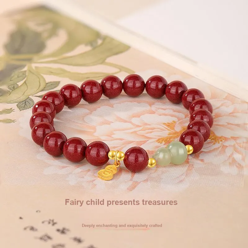 JINLIUFUJIXIANG Reconstructed Cinnabar Bracelets Unisex-1