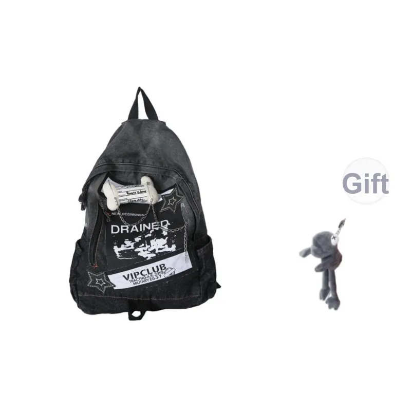 Yalu Fabric Backpack Regular Unisex Denim Blue/Denim Black-13