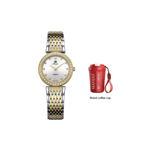 MANJAZ Кварцевый Movement Женские часы 25 мм Белый