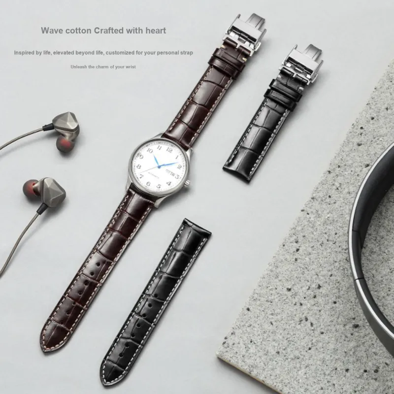 ZHISHENG Longines Compatibility Watch Band 14 21mm Interface Width Genuine Leather Material-4
