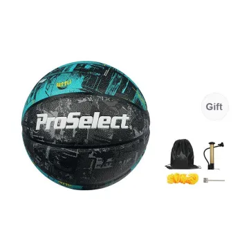 ProSelect PU Basketball Black Green Size 7 Training Competition Unisex