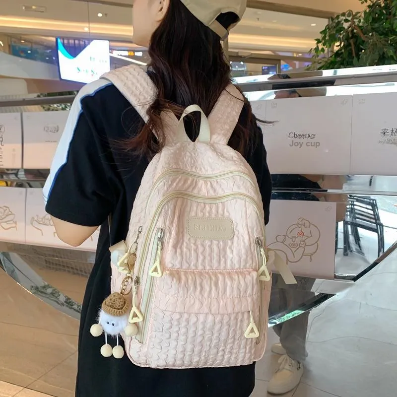 KAMLUI Nylon Backpack Laptop Bag Mini Women's Multicolor-12