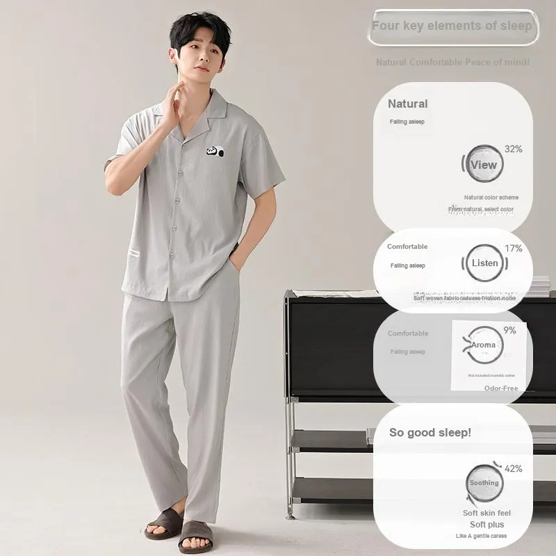 MIIOW Cool One Summer Series Pajama Set Men's Light Gray-1