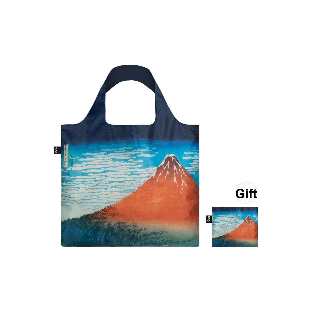 Loqi A Famous Ukiyo E Рисунок Переработанный полиэстер Плечевая сумка Женская Красная Гора Фудзи