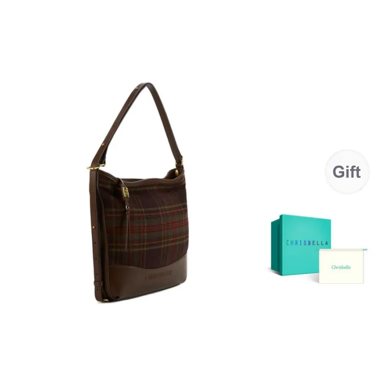 CHRISBELLA Fabric Handbag, Shoulder Bag Medium Size Women's Green/Brown-5