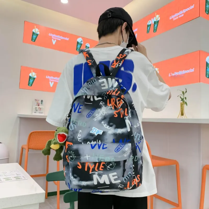 URBAN FOREST Nylon Backpack Unisex Blue/Green/Gray/White-13