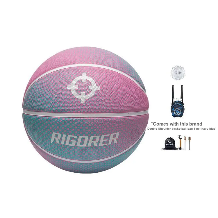 RIGORER Gradient Color Series Rubber Basketball Rose Red Size 7 Ball Training Match Unisex-16