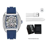 8601 Silver Blue[Trendy Brand Box+White Silicone Strap]