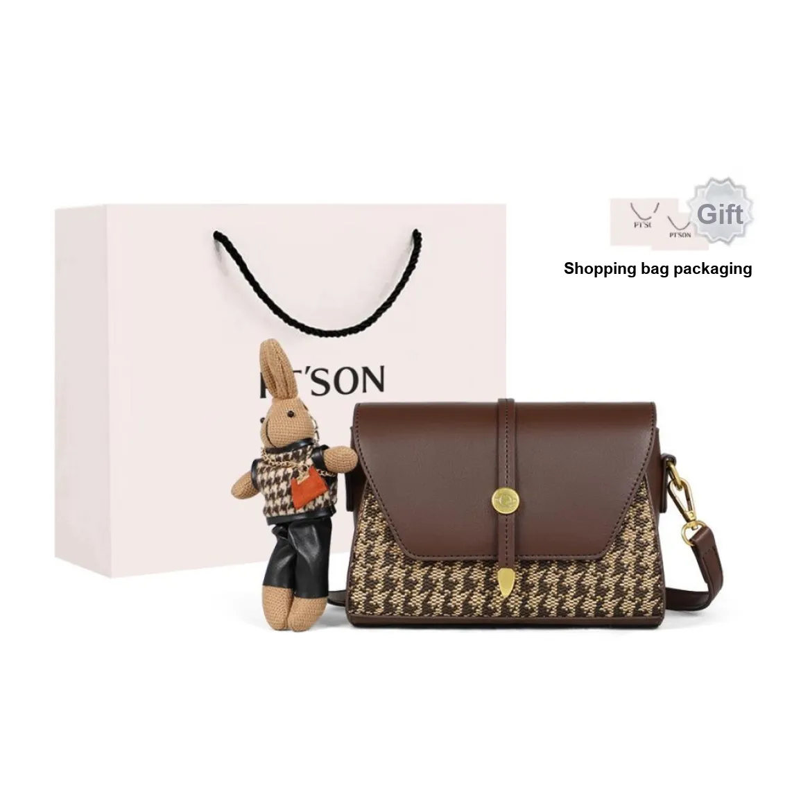 PT'SON Fabric, Synthetic Leather Small Square Bag Shoulder Bag Regular Women's