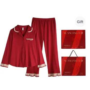 Xuan Liang Pajama Set Women's Gift Box Set Maroon