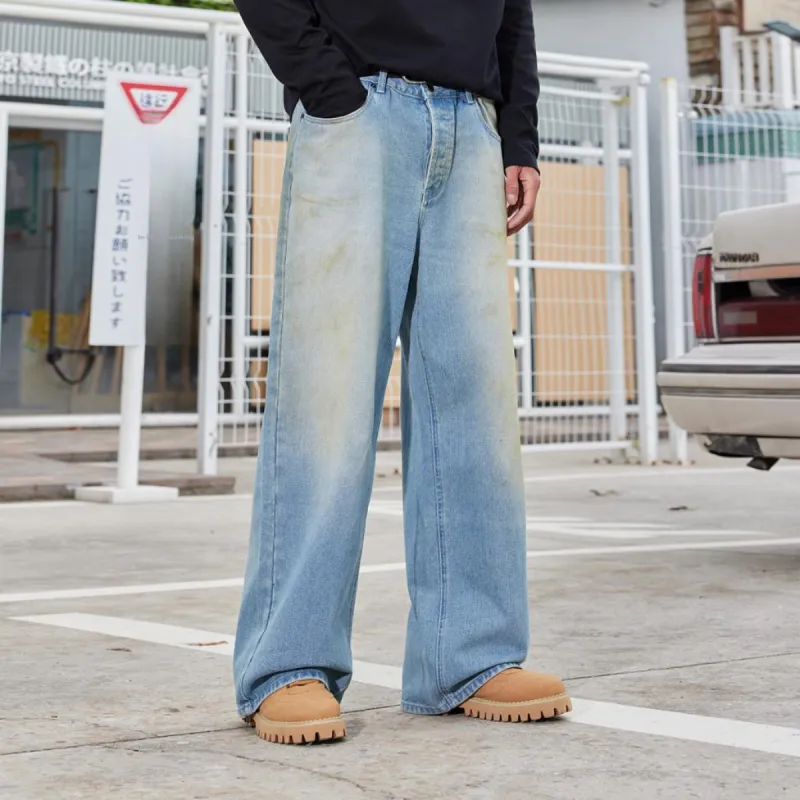 Suamoment Jeans Spring And Fall American Casual Street Pants Unisex-2