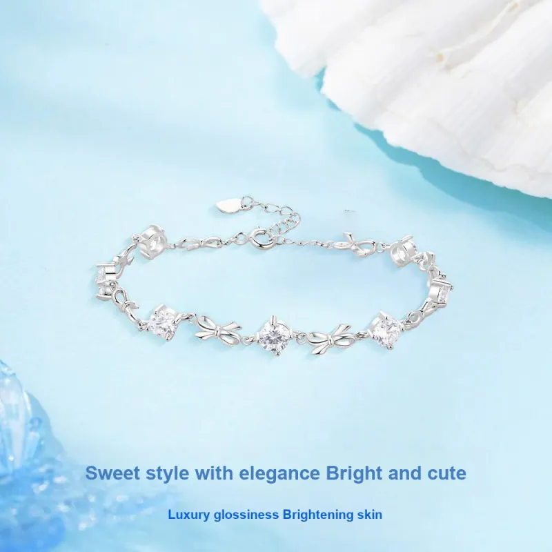 NUSQ Sterling Silver With Zircon Bracelets Women's-4