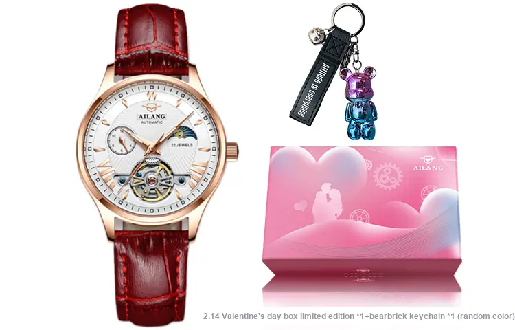 AILANG Automatic Mechanical Movement Genuine Leather Strap Watch Women's Watch White Dial-6