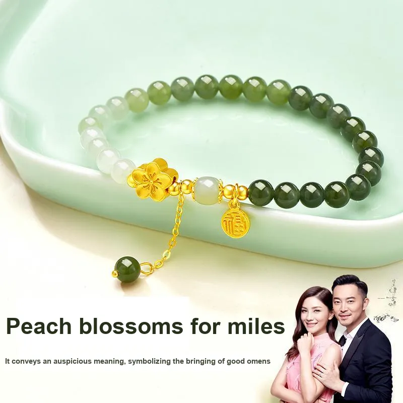 JINLIUFUJIXIANG Hetian Jade Bracelets Green Jade Unisex-6